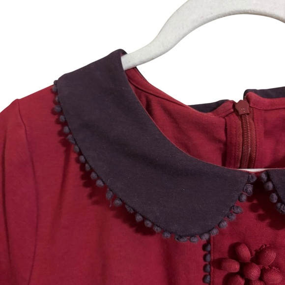 Boden Red Colette Peter Pan Collar Midi Dress Size 14 Regular FLAWED - Picture 2 of 9